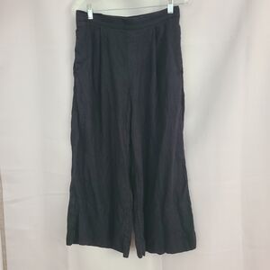 Banana Republic Factory Sz S Black Linen Blend Wide Leg Pull On Cropped Pant